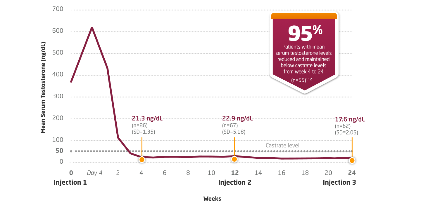 Testosterone Suppression With 3-Month Dosing Graph