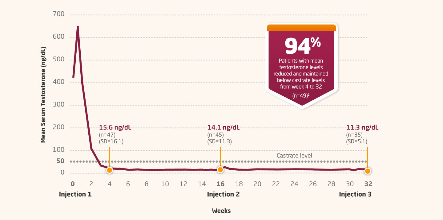 Testosterone Suppression With 4-Month Dosing Graph